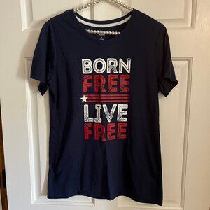 Way To Celebrate Ladies Patriotic Crew Neck Short Sleeve Tee Size M (8-10)